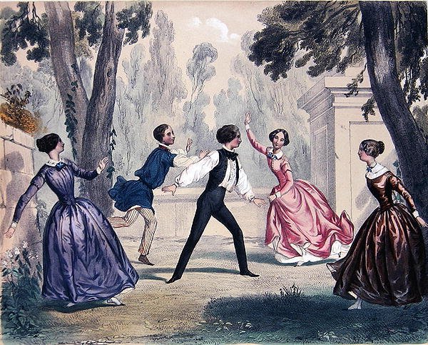 ザ・フォー・コーナーズ」1830-40年頃（カラーリトグラフ） 作： フランス語学校