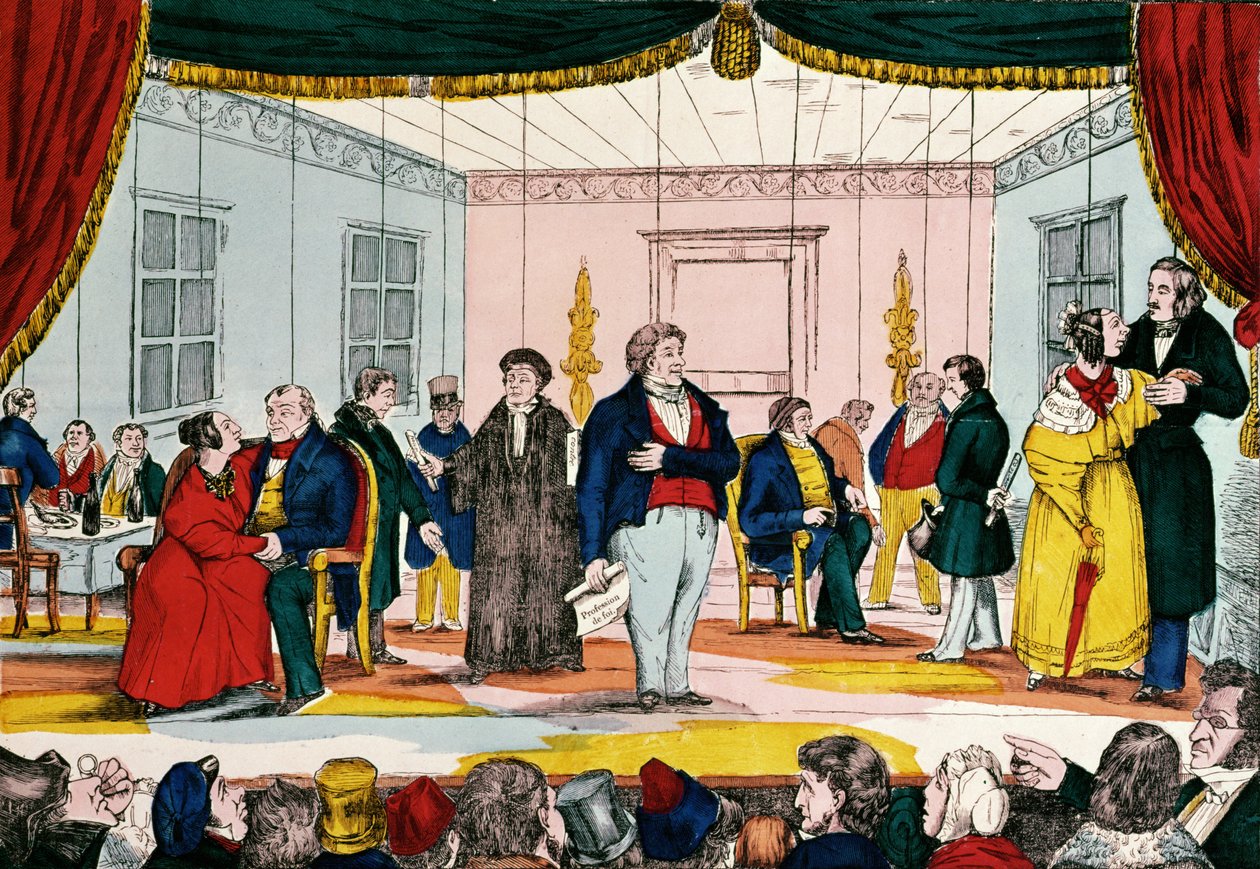 マリオネット、ブルジョワジーの風刺画、1839 作： フランス語学校