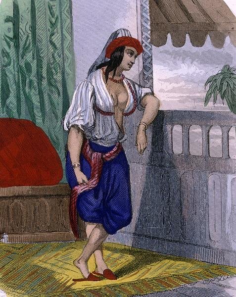ムーア人の女」1840年頃（彩色済みエングレービング） 作： フランス語学校