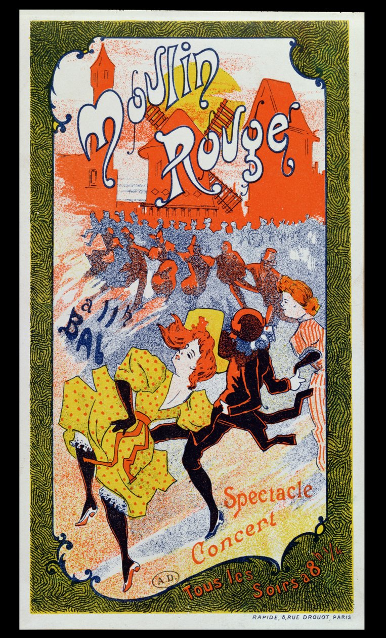 ムーランルージュの広告ポスター、1890〜1900年頃 作： フランス語学校