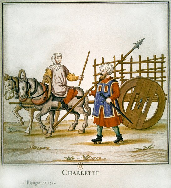 スペインのカート、1672年（紙にトイレ） 作： フランス語学校