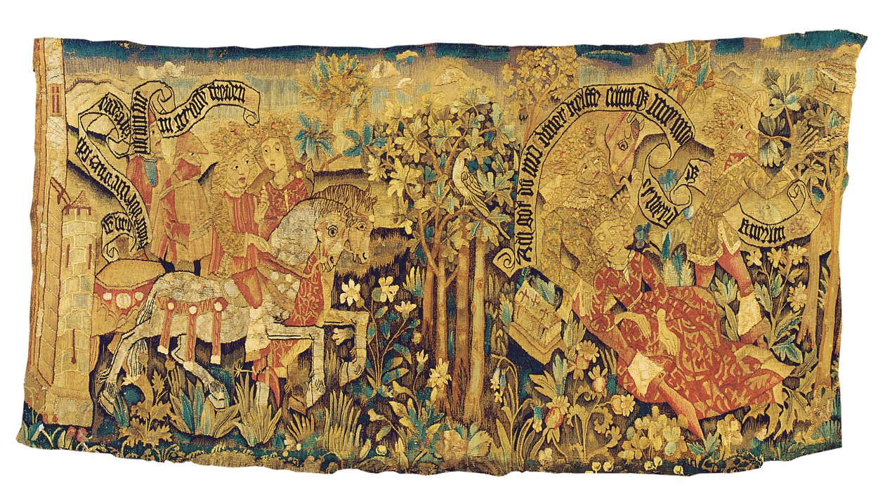 ストラスブールの神話のタペストリーの断片、c.1470-80 作： フランス語学校