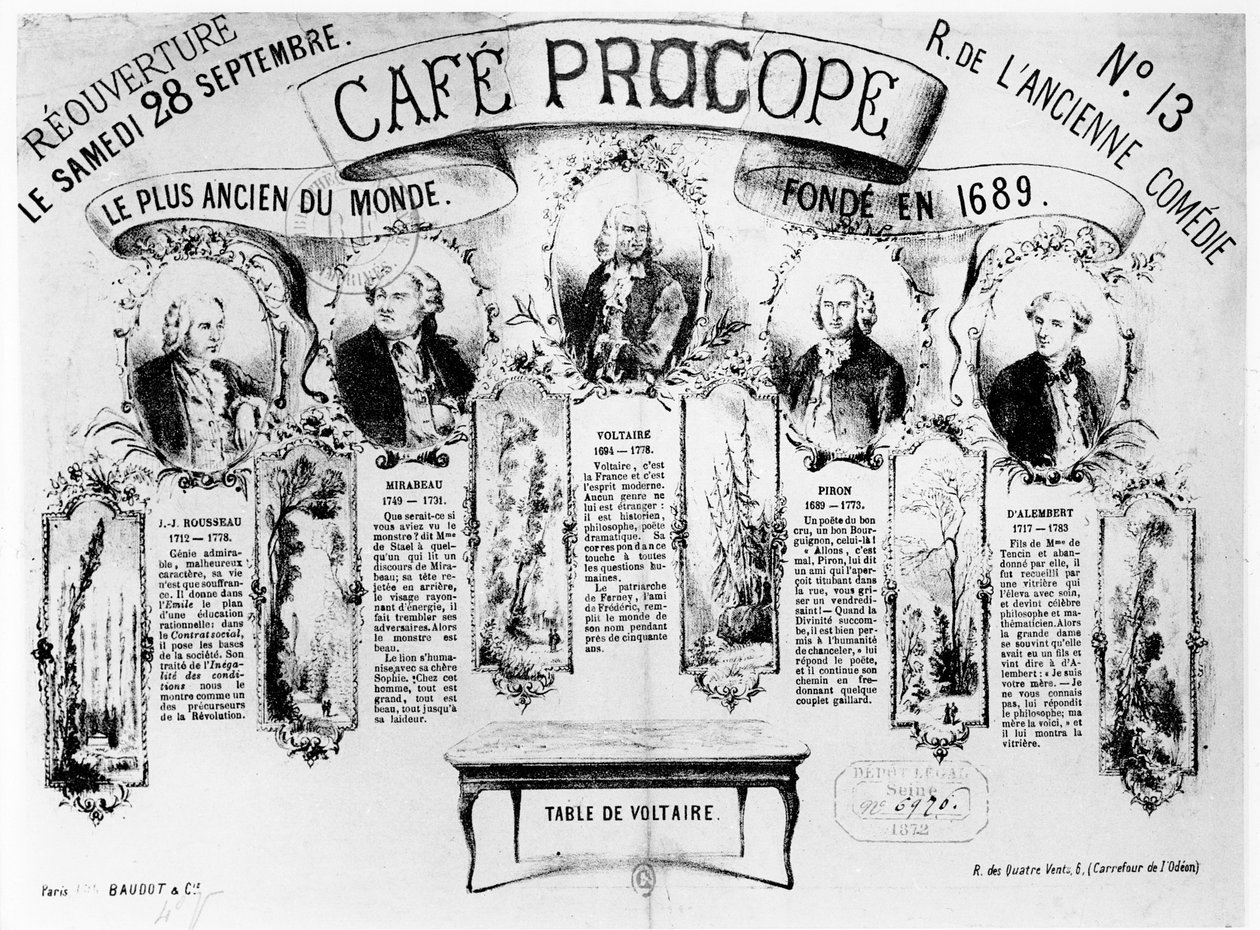 カフェプロコープの再開、1872年 作： フランス語学校