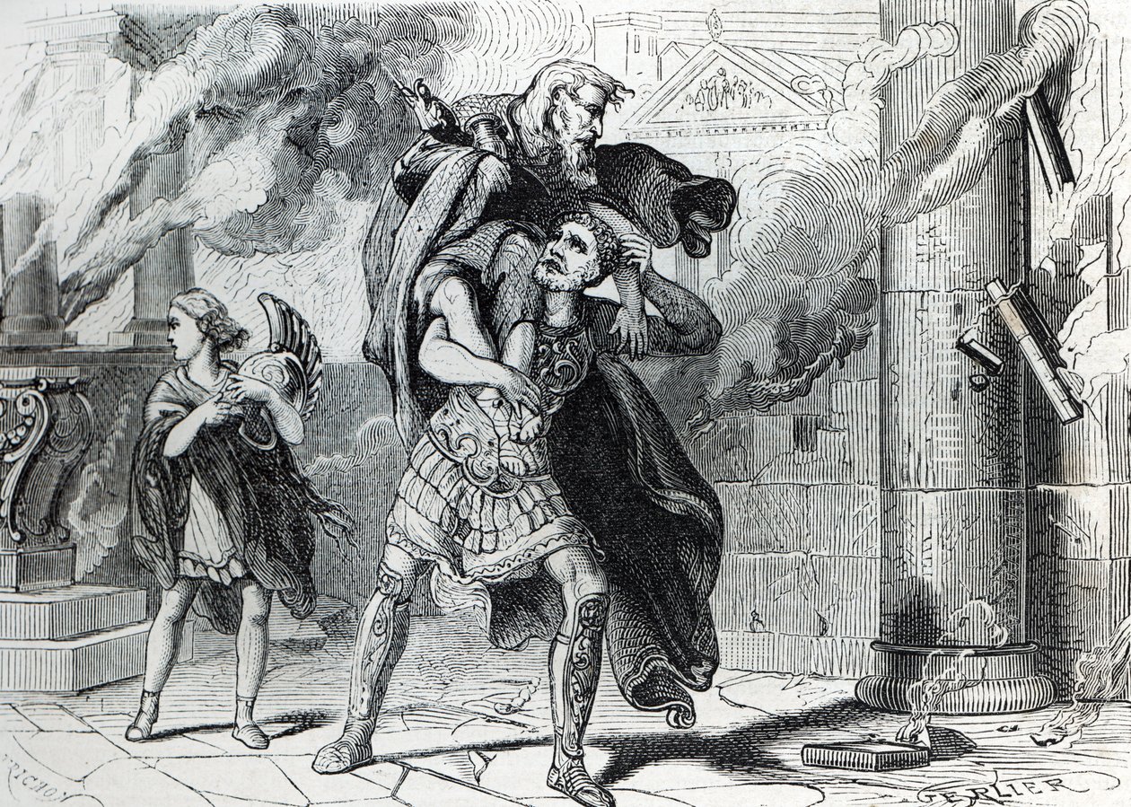 トロイの木馬」（版画）1864年 作： フランス語学校