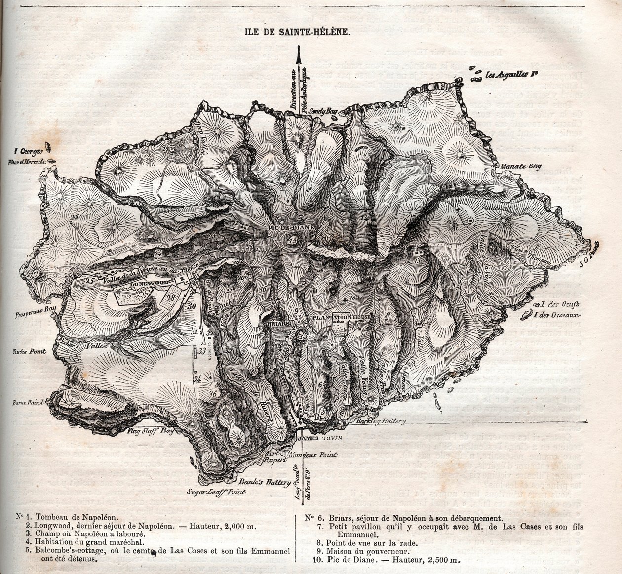 セントヘレナ島の地図、彫刻 作： フランス語学校
