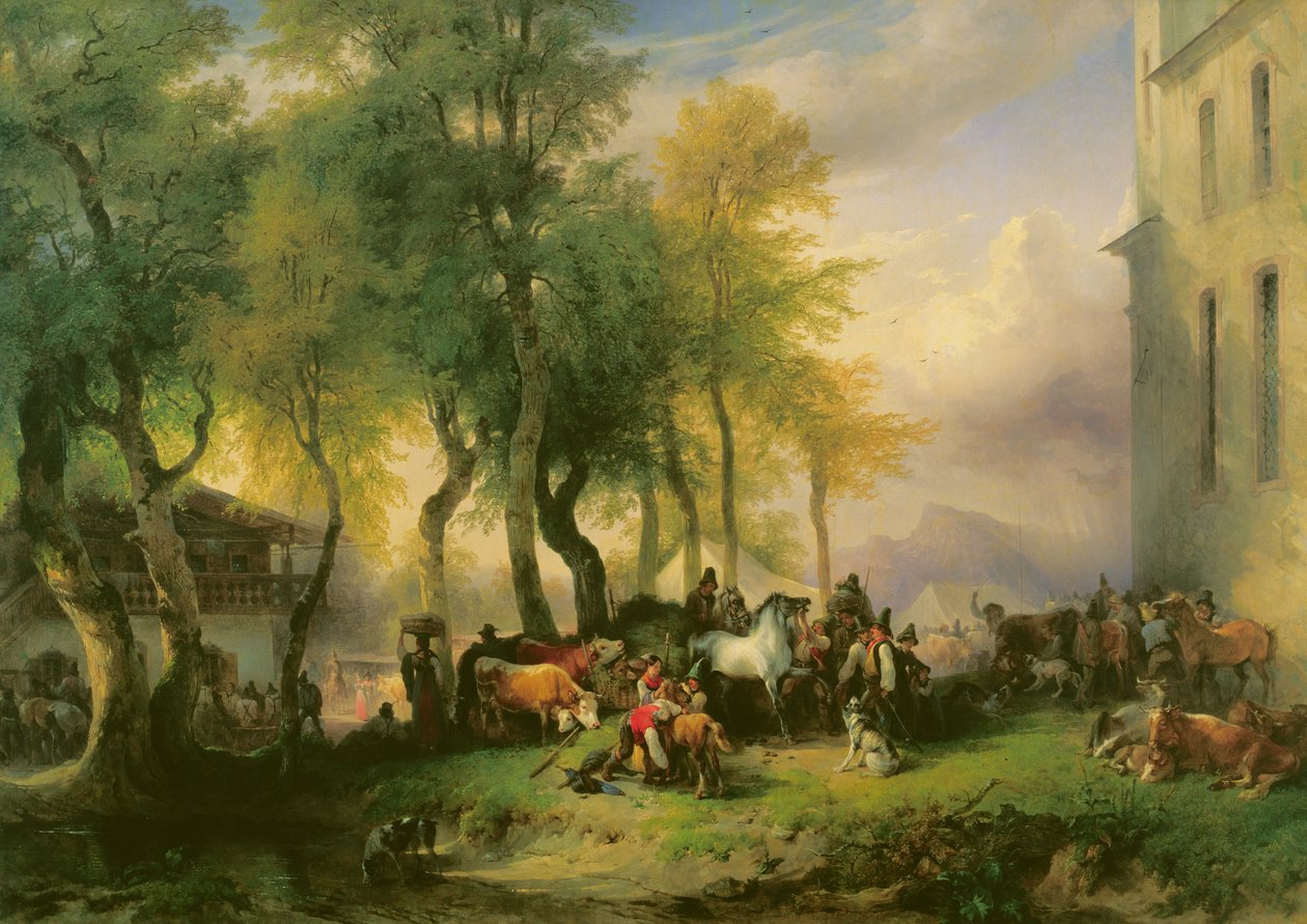 マリアプレーンの牛市場、1837年 作： フリードリヒ・ガウアーマン