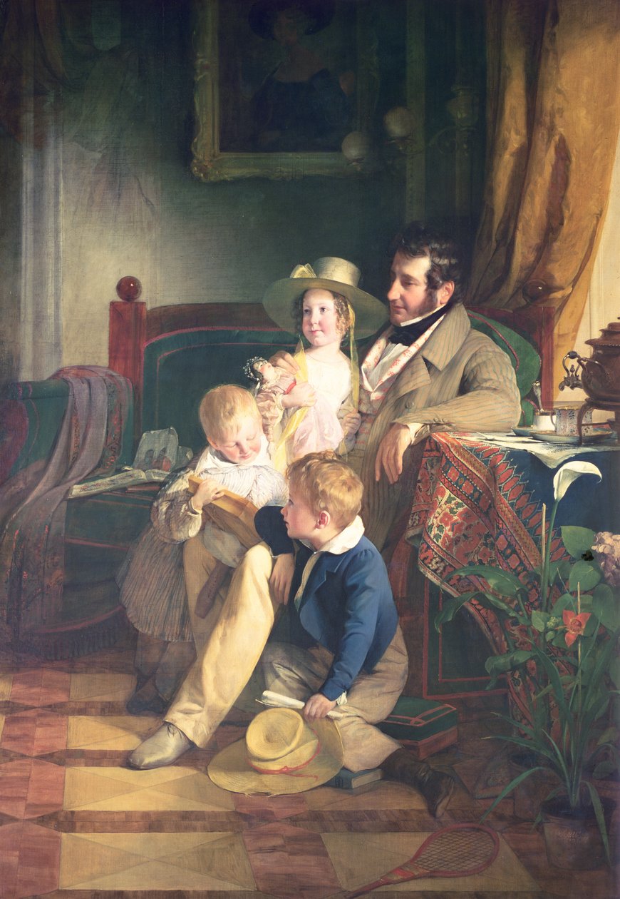 ルドルフフォンアーサーバー（1795〜1867年）と子供たちルドルフ、エミリー、グスタフ（1837年） 作： フリードリヒ・フォン・アメルリング