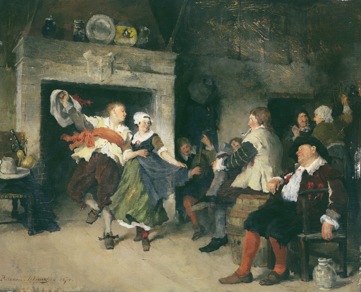 居酒屋で踊るカップル、1874 作： フリードリヒ・フォン・プテアーニ