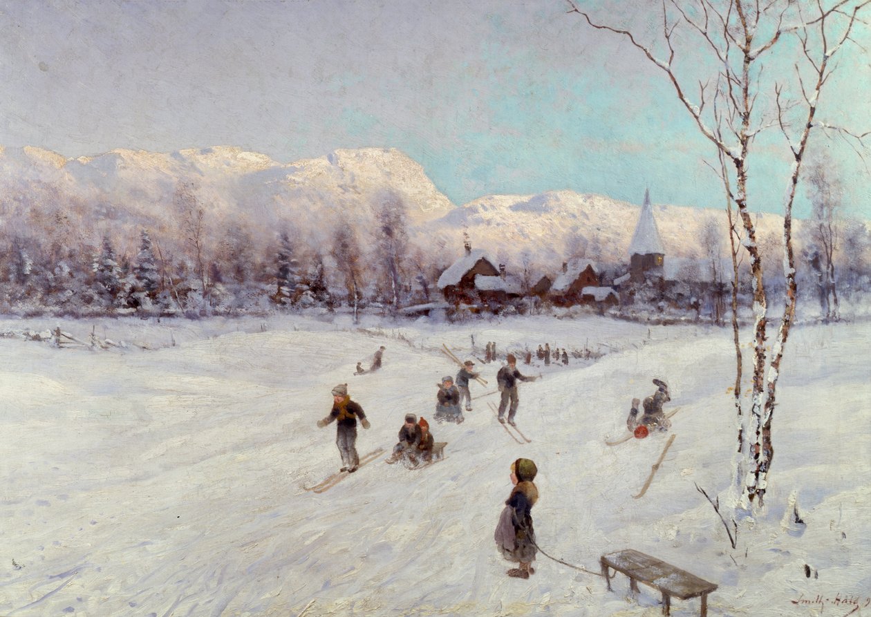 ノルウェーのトボガンシーン、1875 作： Frithjof Smith Hald