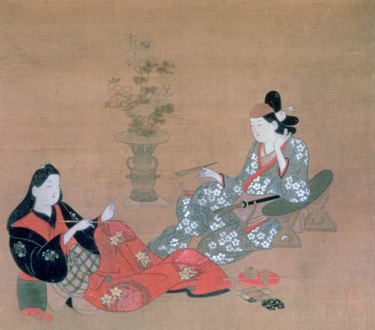 「俳優を楽しませる娼婦」、c1695 作： 古山師重