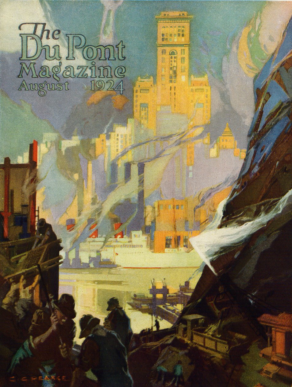 1924年8月、「DuPont Magazine」の表紙であるイリノイ州に新しい鉱山をオープン 作： GCピアース