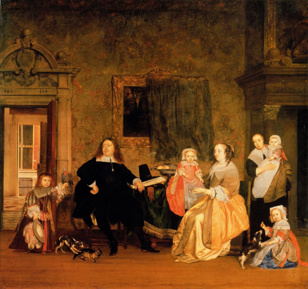 Jan Jacobsz Hinlopenと彼の家族の肖像 作： ガブリエル・メツ