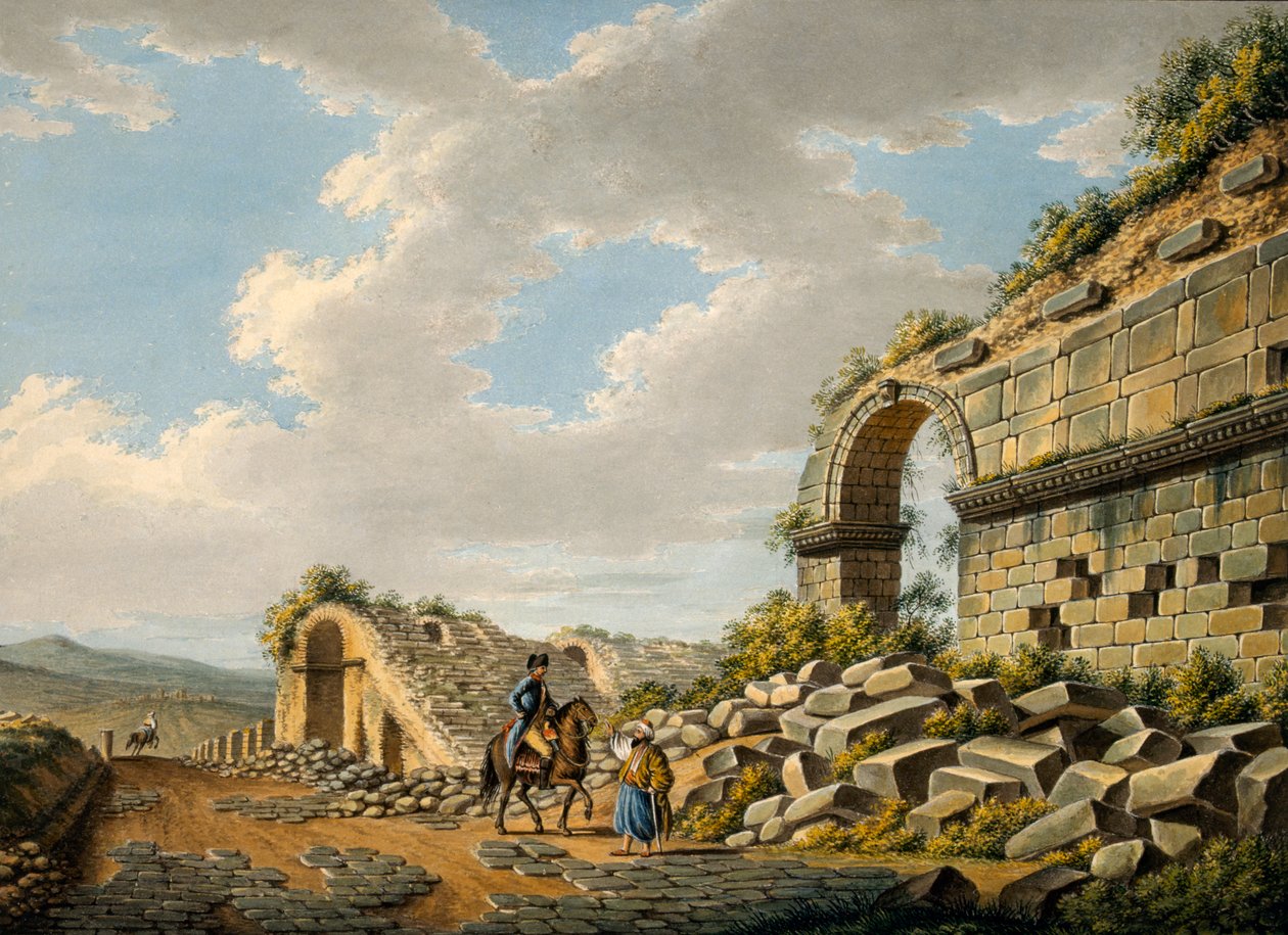 1790年代のエフェソスの廃墟のローマ劇場の外観 作： ガエターノ・メルカティ
