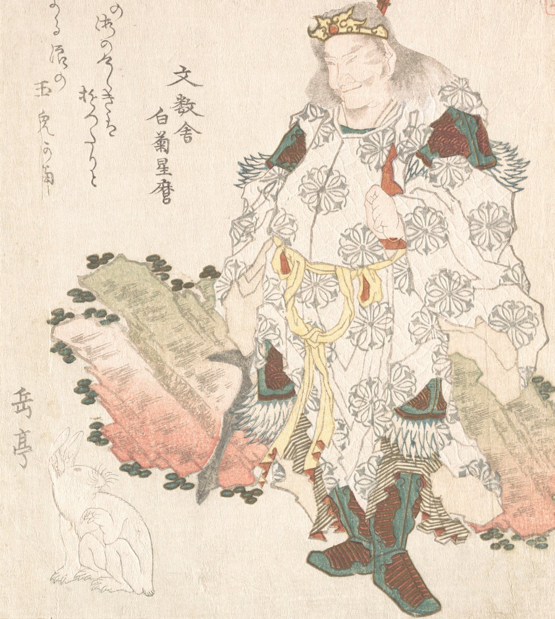 阿国公と兎、おそらく1819年。 作： 岳亭