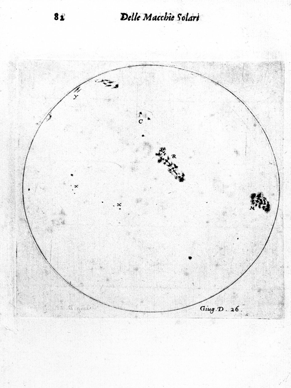 ガリレオによる黒点の観測、1613 年 作： ガリレオ・ガリレイ