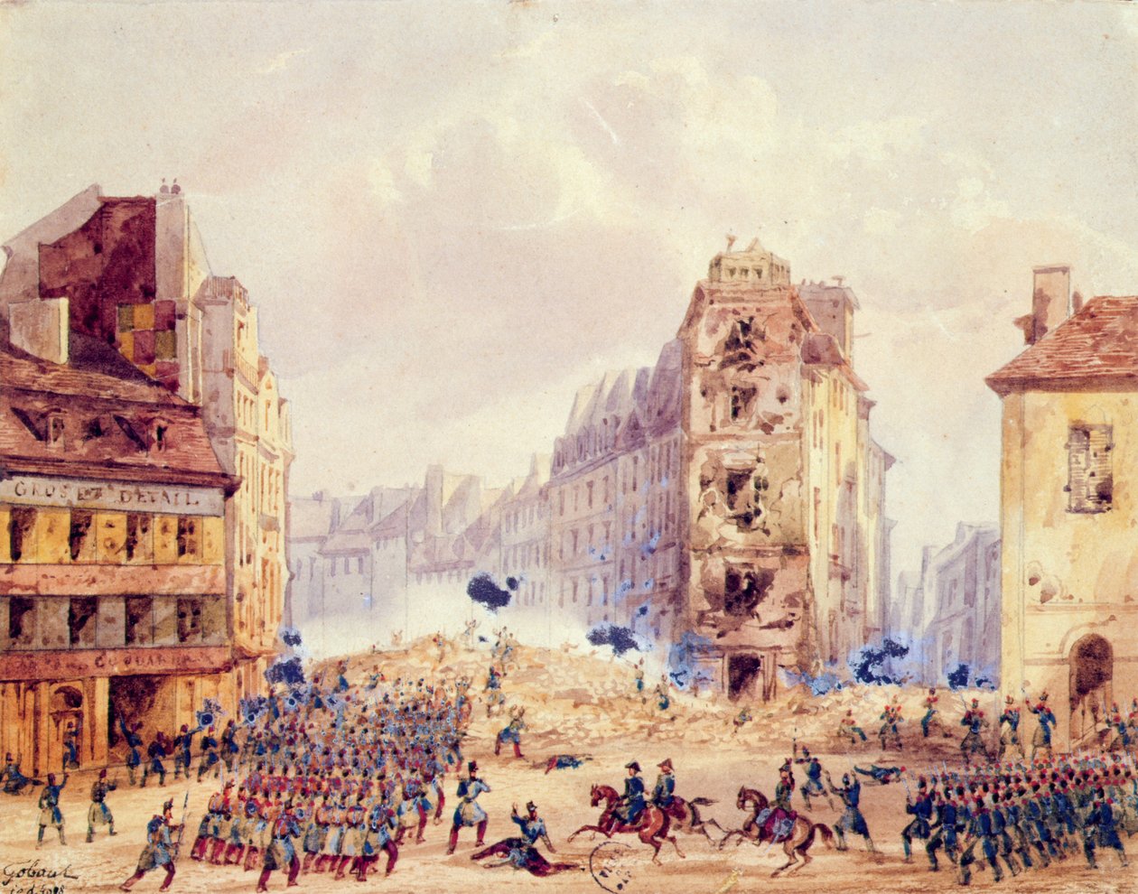フォーブルサンアントワーヌのバリケードとネグリエ将軍の死、1848年6月25日 作： ガスパールゴボー