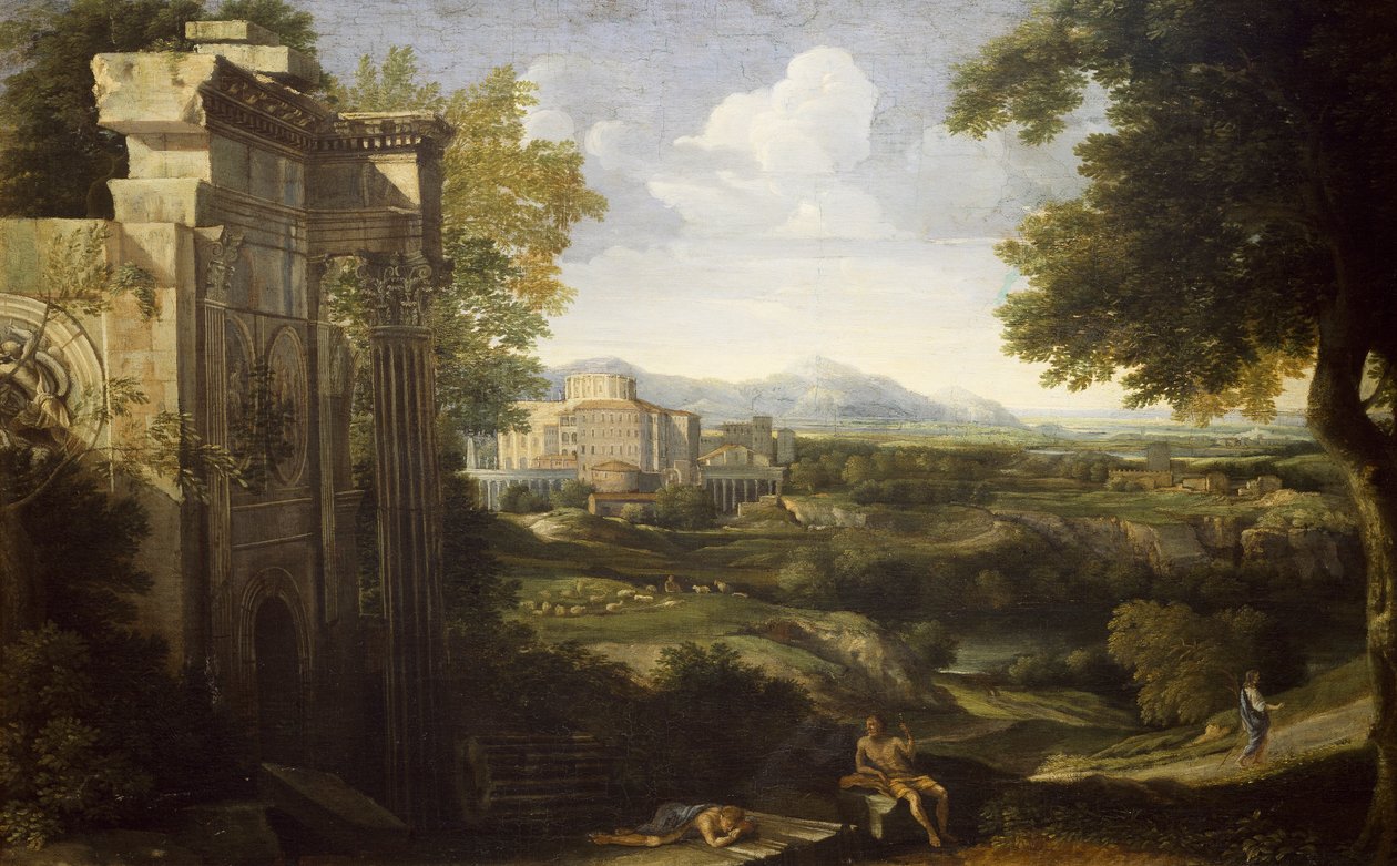 遺跡のあるイタリアの風景 作： ガスパールプッサンドゥゲット