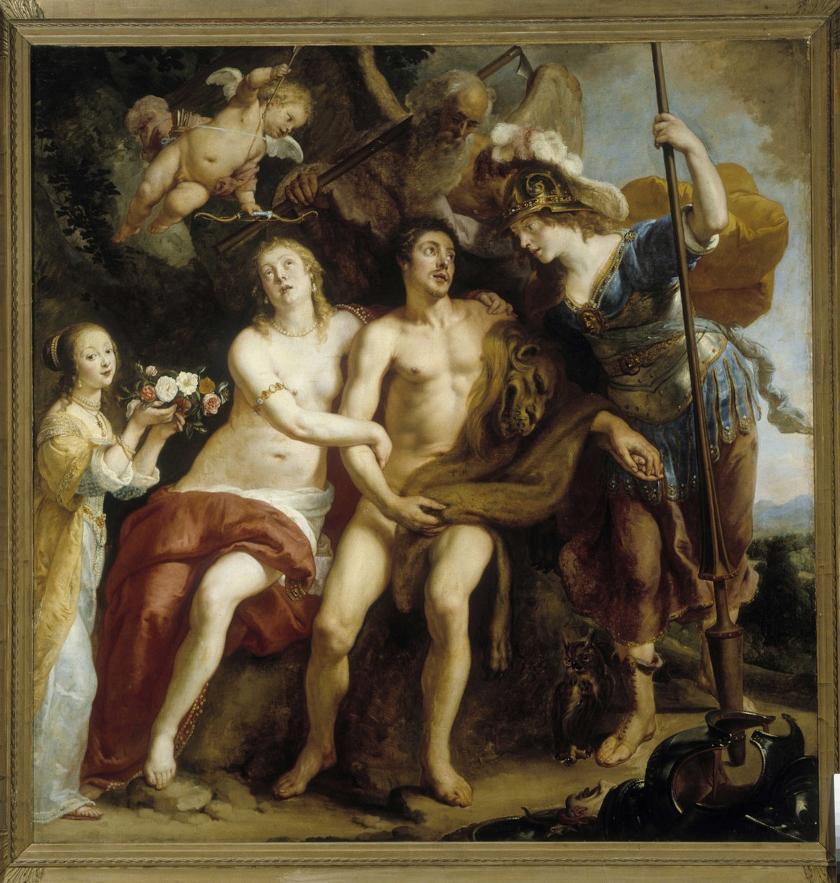 ヘラクレス、オンファレ、ミネルバ 作： Gaspard de Crayer