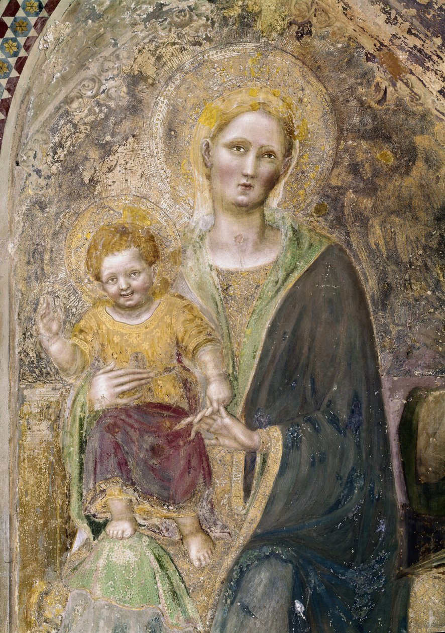 聖母子像のディテール（フレスコ画 作： ジェンティーレ・ダ・ファブリアーノ