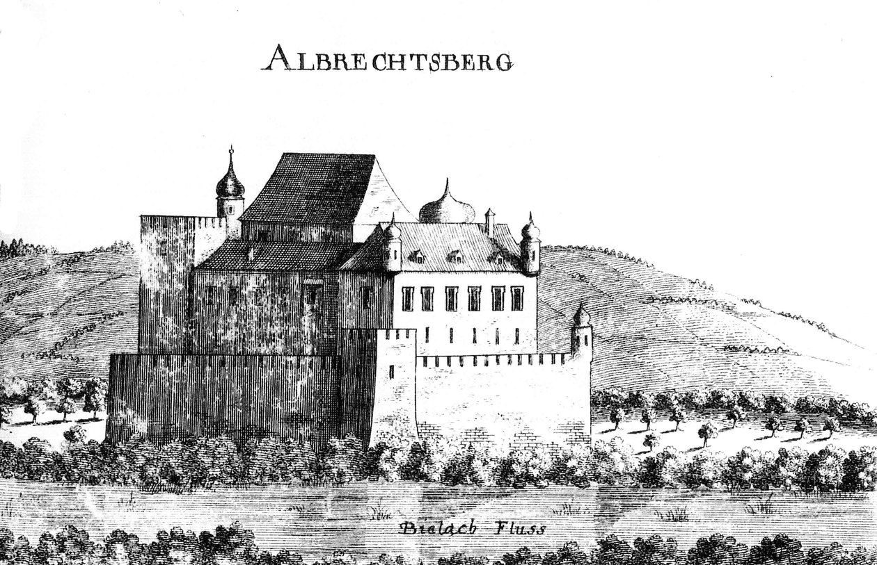 1672年頃のアルブレヒツベルク城のヴィッシャー彫刻 作： ゲオルク・マテウス・フィッシャー