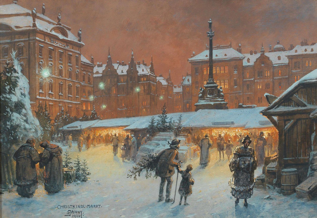 クリスマスマーケット、1922年。 作： ジョージ・ジャニー