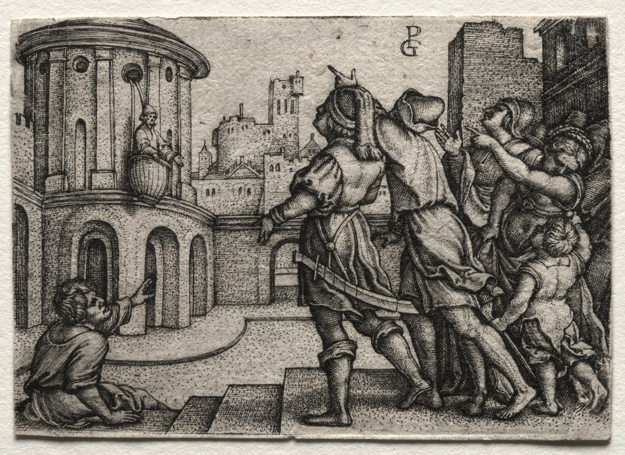 バスケットに掛かっているヴァージル、c.1541-42。 作： ジョージ・ペンツ