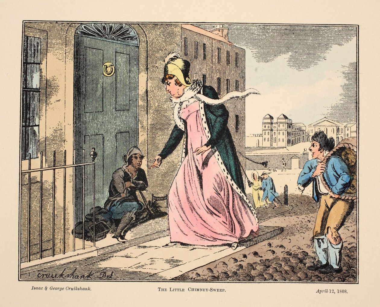 小さな煙突掃除人、パブ。 1808（手描きの彫刻） 作： アイザック、ロバート、ジョージ・クルークシャンク