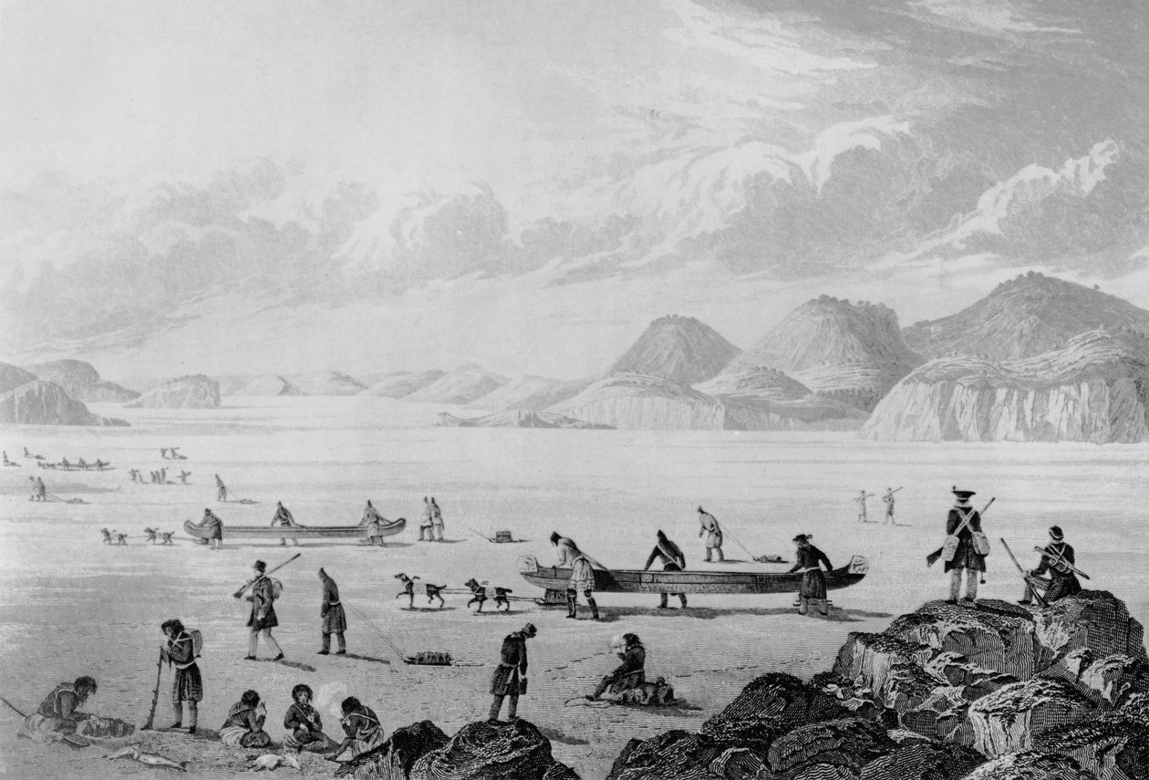 ポイントレイクを通過するフランクリン遠征、1821年 作： ジョージ・バック