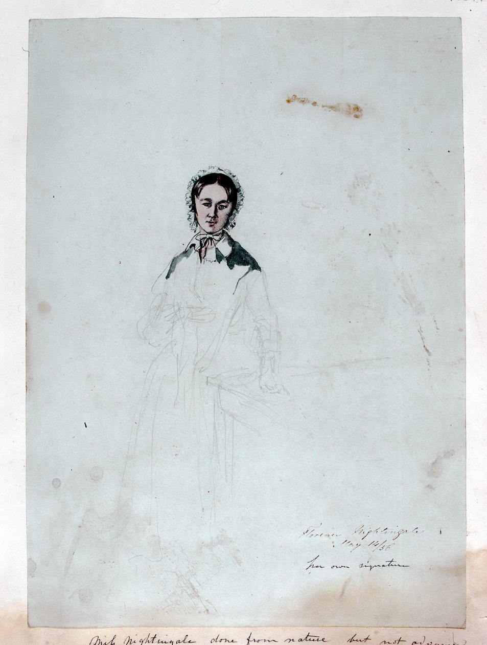 フローレンスナイチンゲール（1820-1910）1856の未完成の肖像画（紙に鉛筆、ペン、インク、トイレ） 作： ジョージ・カドガン