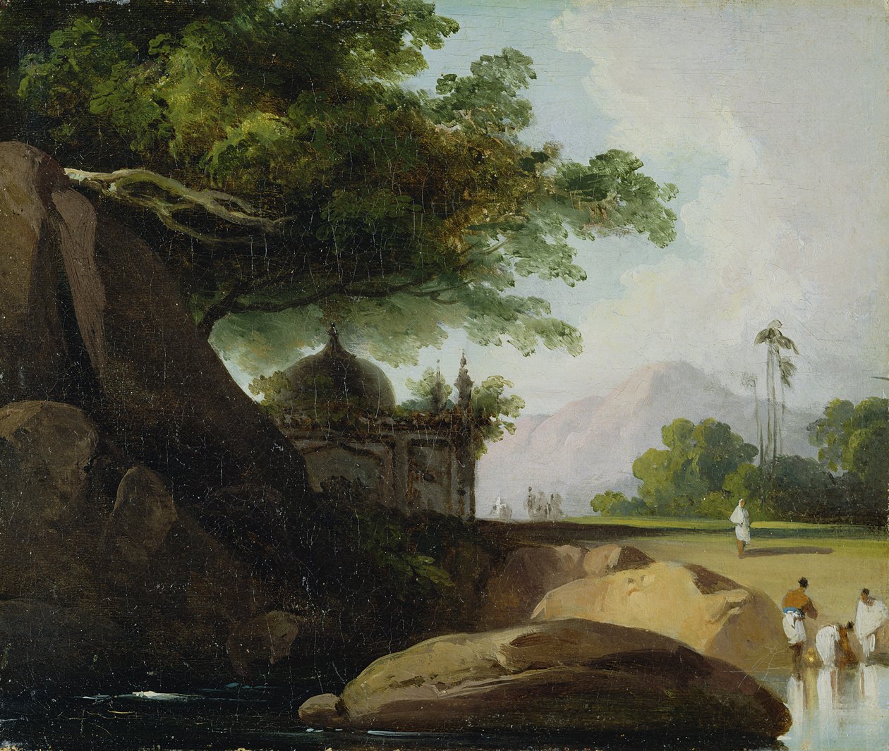 寺院のあるインドの風景、1815年 作： ジョージ・チナリー