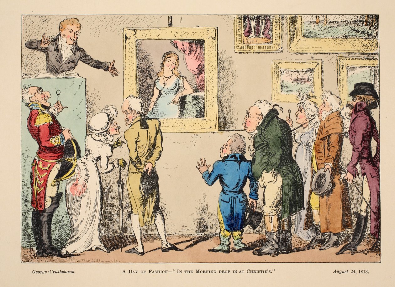 ファッションの日-朝のクリスティ、パブ。 1813（手描きの彫刻） 作： ジョージ・クルクシャンク