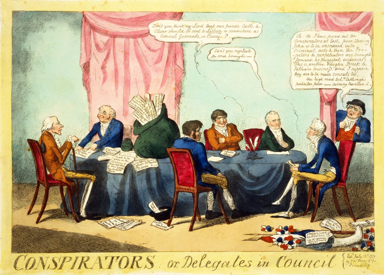 議会の共謀者または代表者、1817年（手描きの彫刻） 作： ジョージ・クルクシャンク