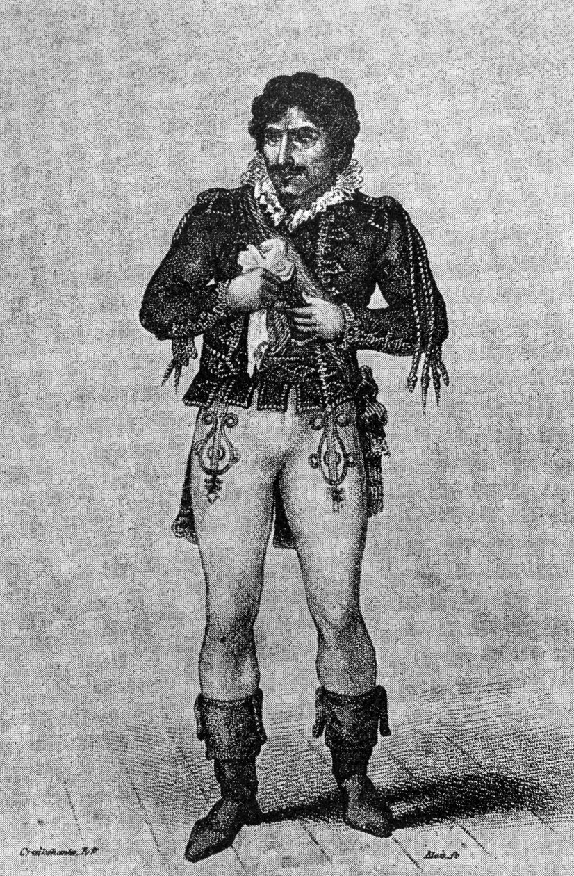 ウィリアム・シェイクスピアの「オセロ」より、イアゴ役のエドマンド・キーン（1787-1833） 作： ジョージ・クルクシャンク