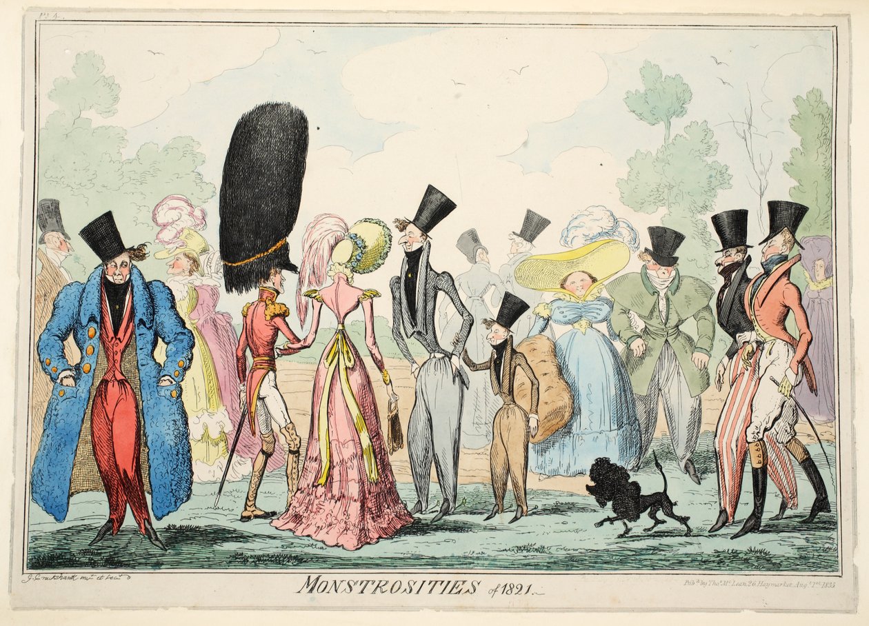 1821年の怪物、パブ。 1835年（手描きの彫刻） 作： ジョージ・クルクシャンク