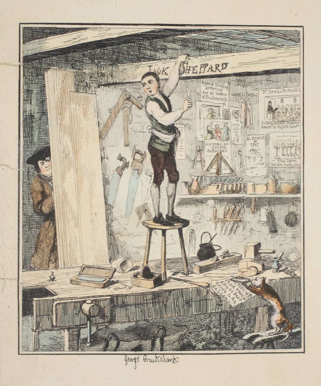 ビームの名前、ジャックシェパードのイラスト：ウィリアムハリソンエインズワースのロマンス、1839年（手描きのエッチング） 作： ジョージ・クルクシャンク