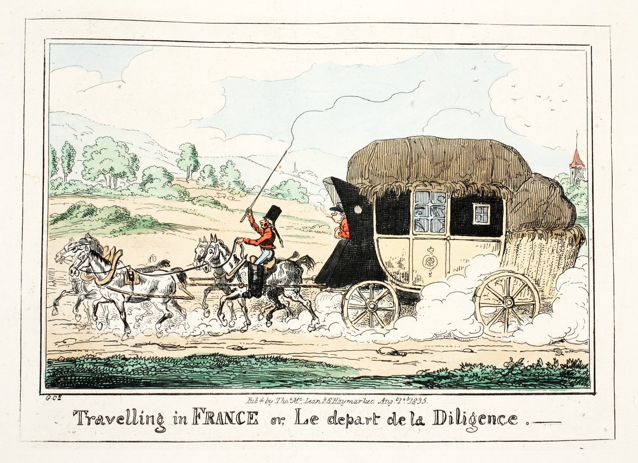 フランスを旅するか、1835年に出発します（手描きの彫刻） 作： ジョージ・クルクシャンク