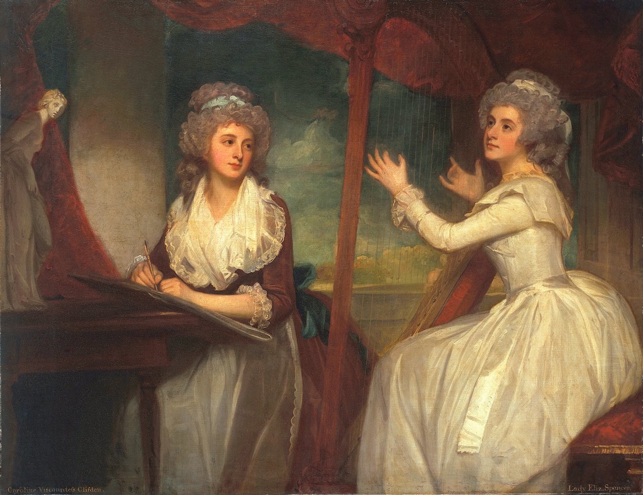 キャロラインスペンサー夫人、後にクリフデン子爵夫人と彼女の妹、エリザベススペンサー夫人、1786-92年 作： ジョージ・ロムニー