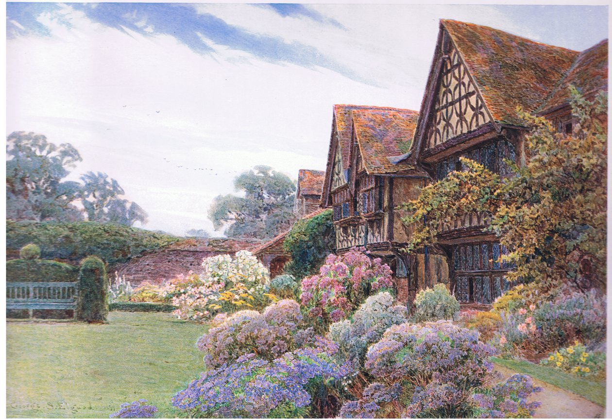 前庭、イギリスの庭園からサリー、グレートタングリーマナー：南部と西部の郡で、1907年にThe Studioによって発行されました。 作： ジョージ・サミュエル・エルグッド