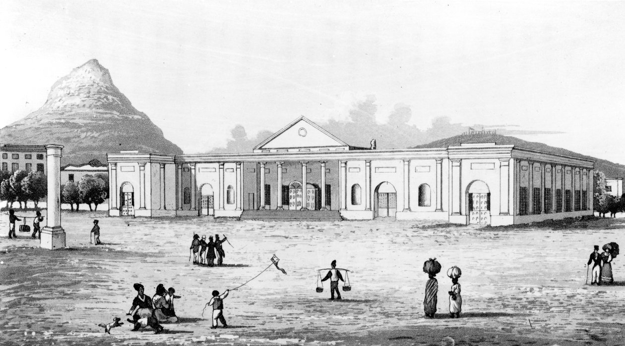 商業貿易、ケープタウン、ジョージトンプソンによる「南部アフリカの旅行と冒険」のイラスト、1827年発行 作： ジョージ・トンプソン