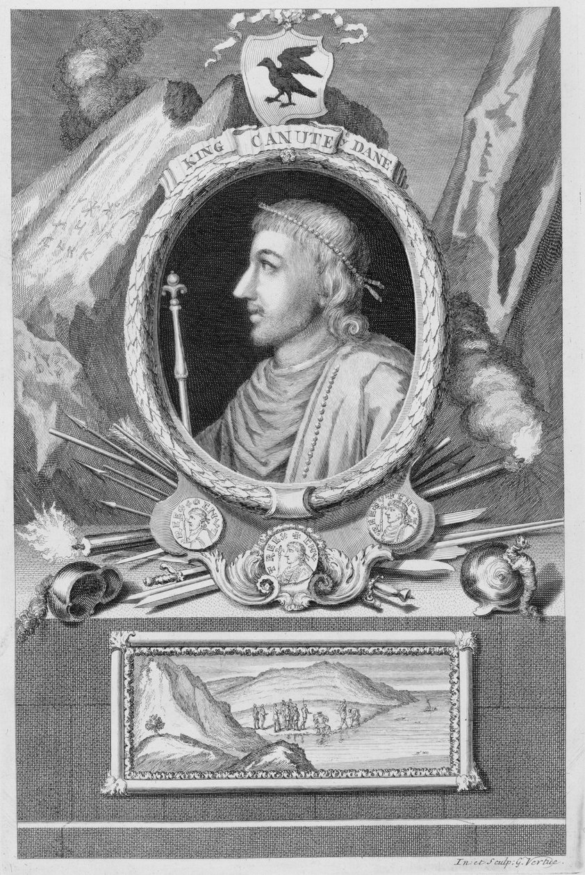 カヌート大王（d.1035）イングランド王、デンマーク、ノルウェー、芸術家による彫刻 作： ジョージ・バーチュー
