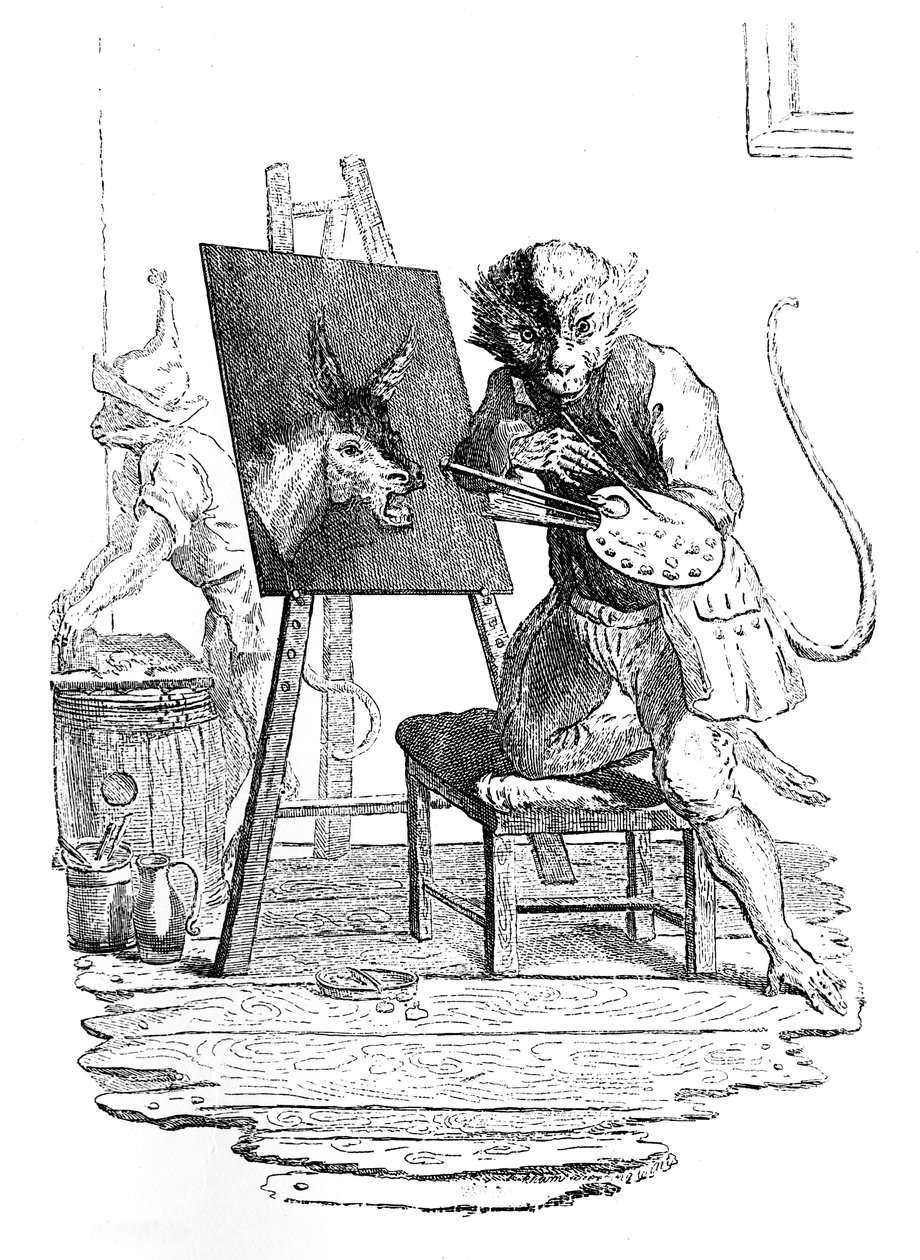 お尻を描いた猿、1753年。 作： ジョージ・ビカム