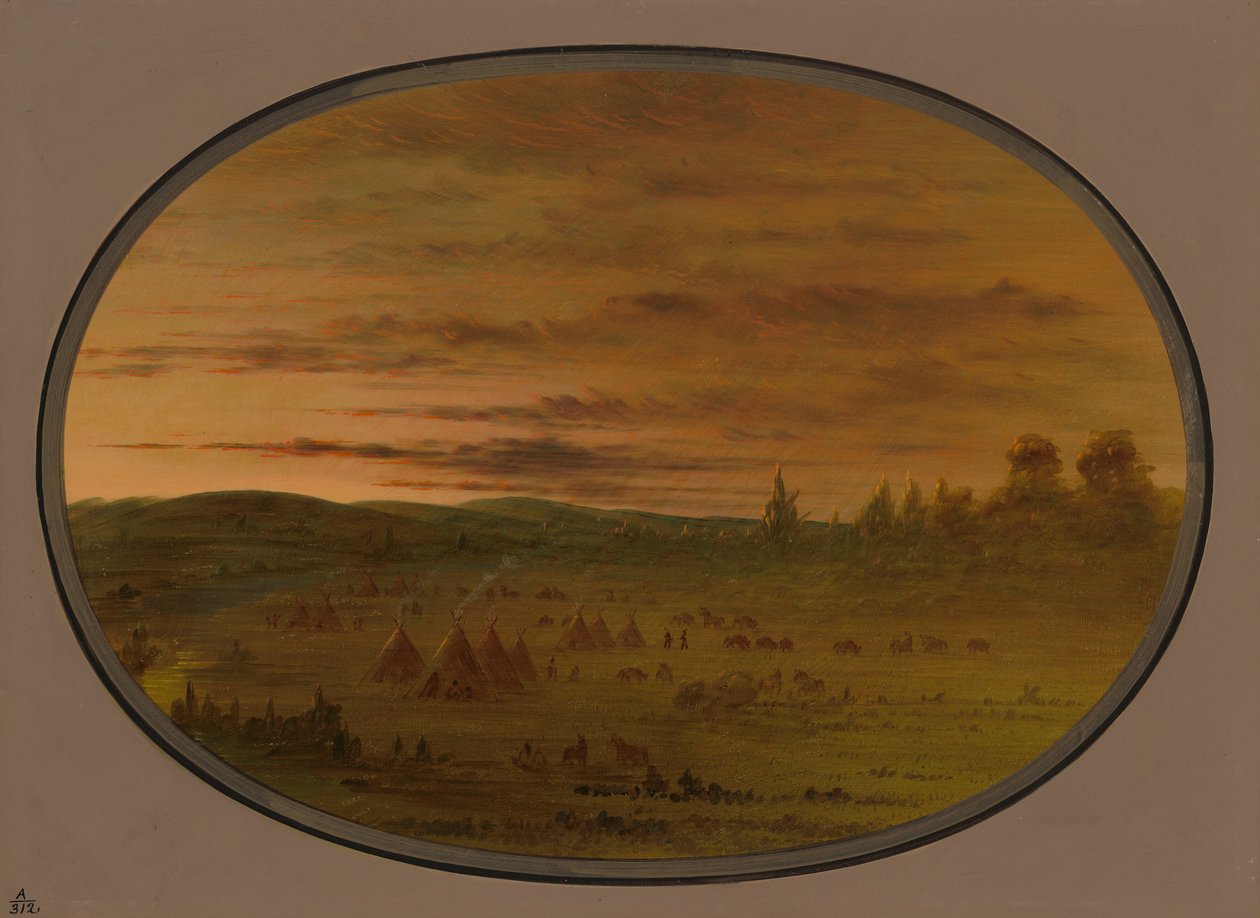 日没時のインドの野営地、18611869。 作： ジョージ・カトリン
