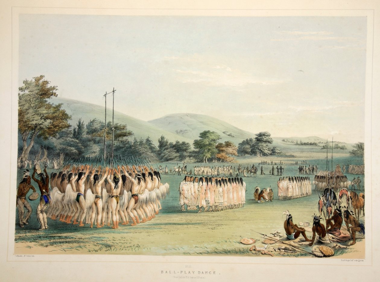 野球選手のダンス、パブ。 1845年カラーリトグラフ。 作： ジョージ・カトリン