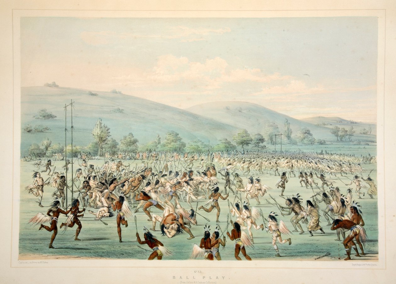 ボールプレイ、パブ。 1845年カラーリトグラフ。 作： ジョージ・カトリン