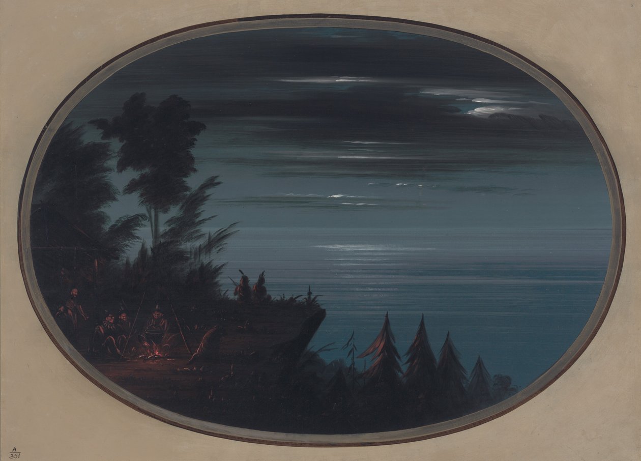 夜のナヤス村、18551869。 作： ジョージ・カトリン