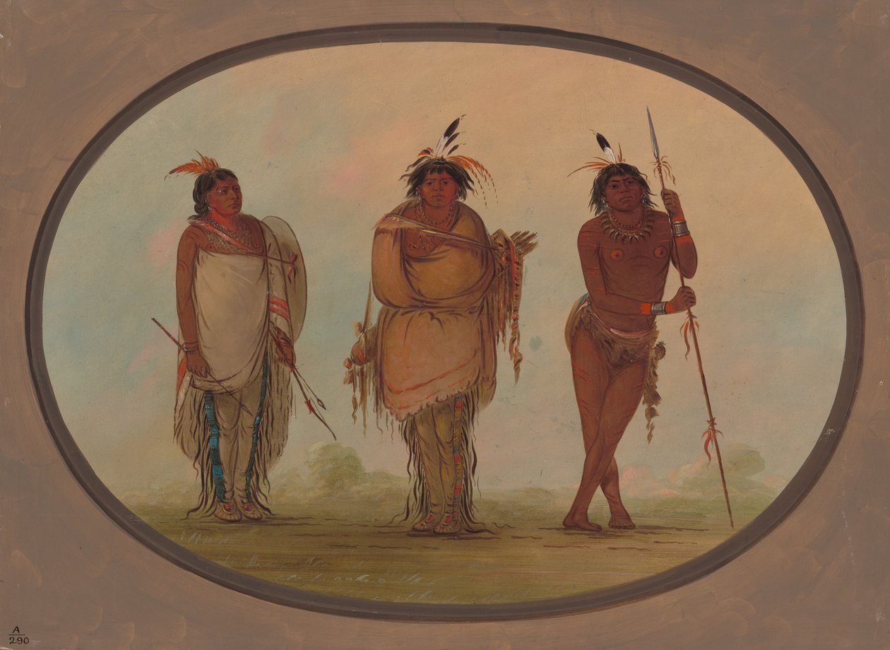 3 人のユマヤ インディアン、1855 年 1869 年。 作： ジョージ・カトリン