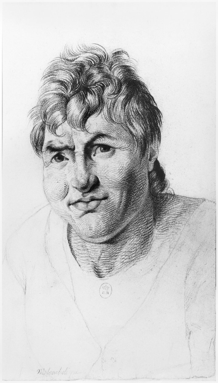 メランコリック、サルペトリエール亡命の狂人学に関するジャンエティエンヌドミニクエスキロール（1772-1840）の未発表の論文のイラスト、1818年頃 作： ジョルジュ・フランソワ・ガブリエル