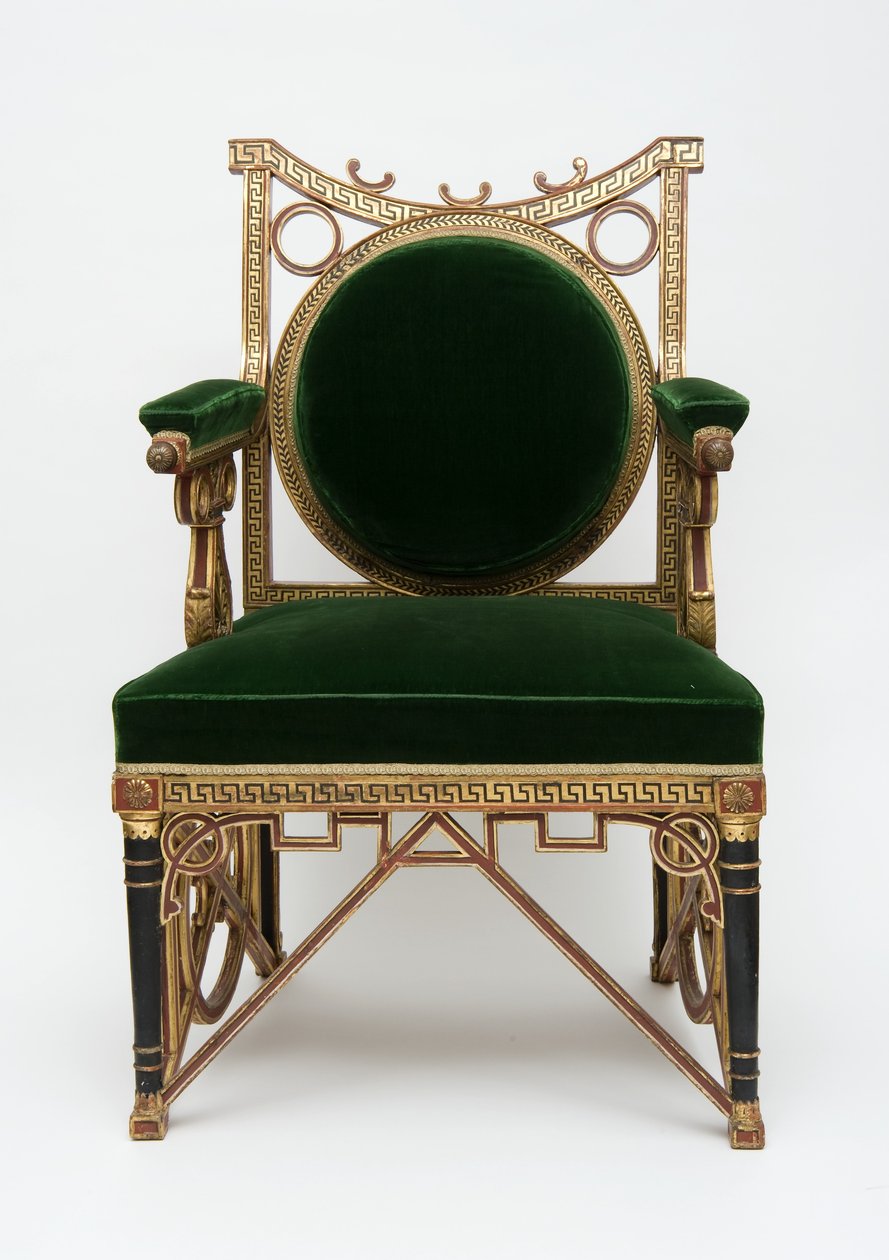 フォトゥイユ、1785-90年頃（金メッキとグリーンベルベットの針葉樹） 作： ジョルジュ・ジェイコブ