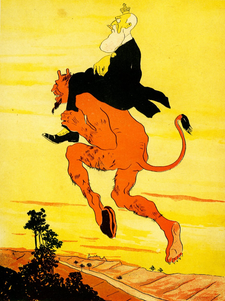 悪魔の肩に乗ったレオポルド2世、1904年。 作： 