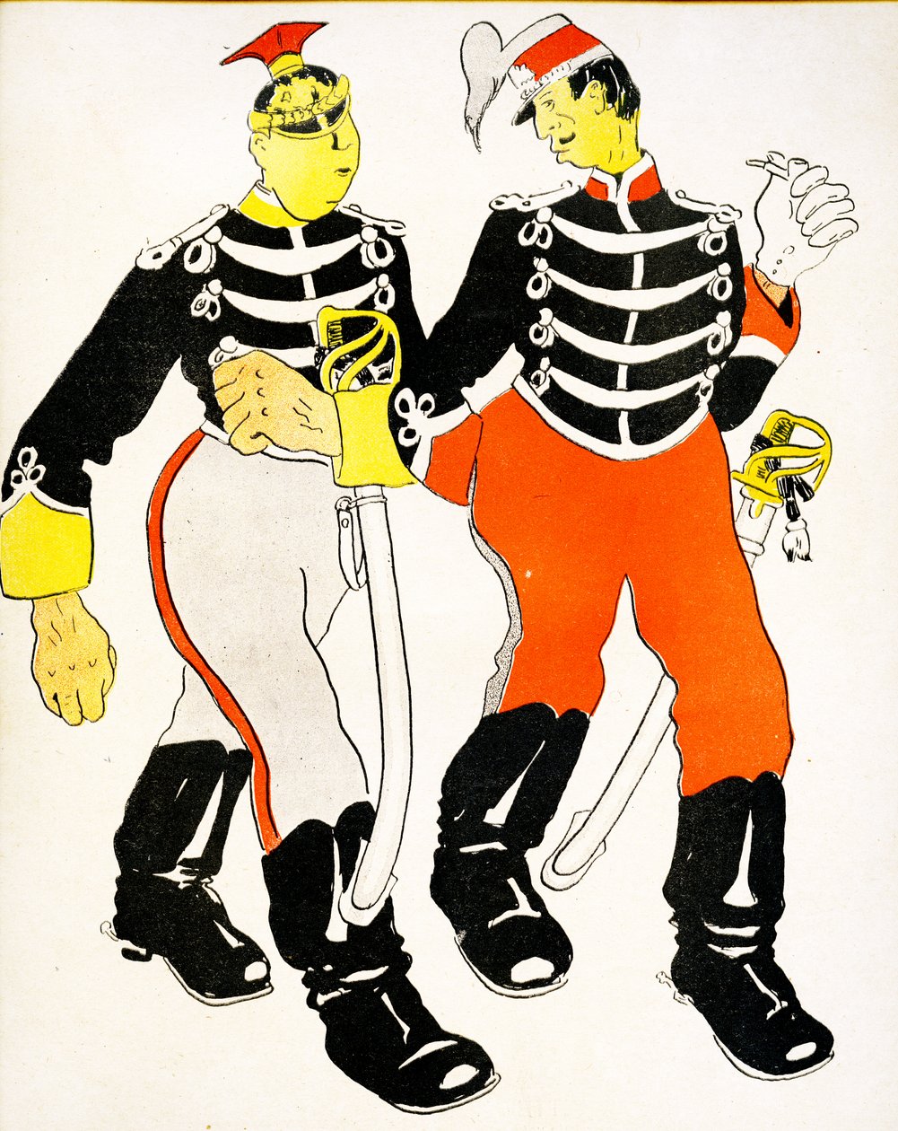 1904年にチャットする2人のベルギー将校。 作： 